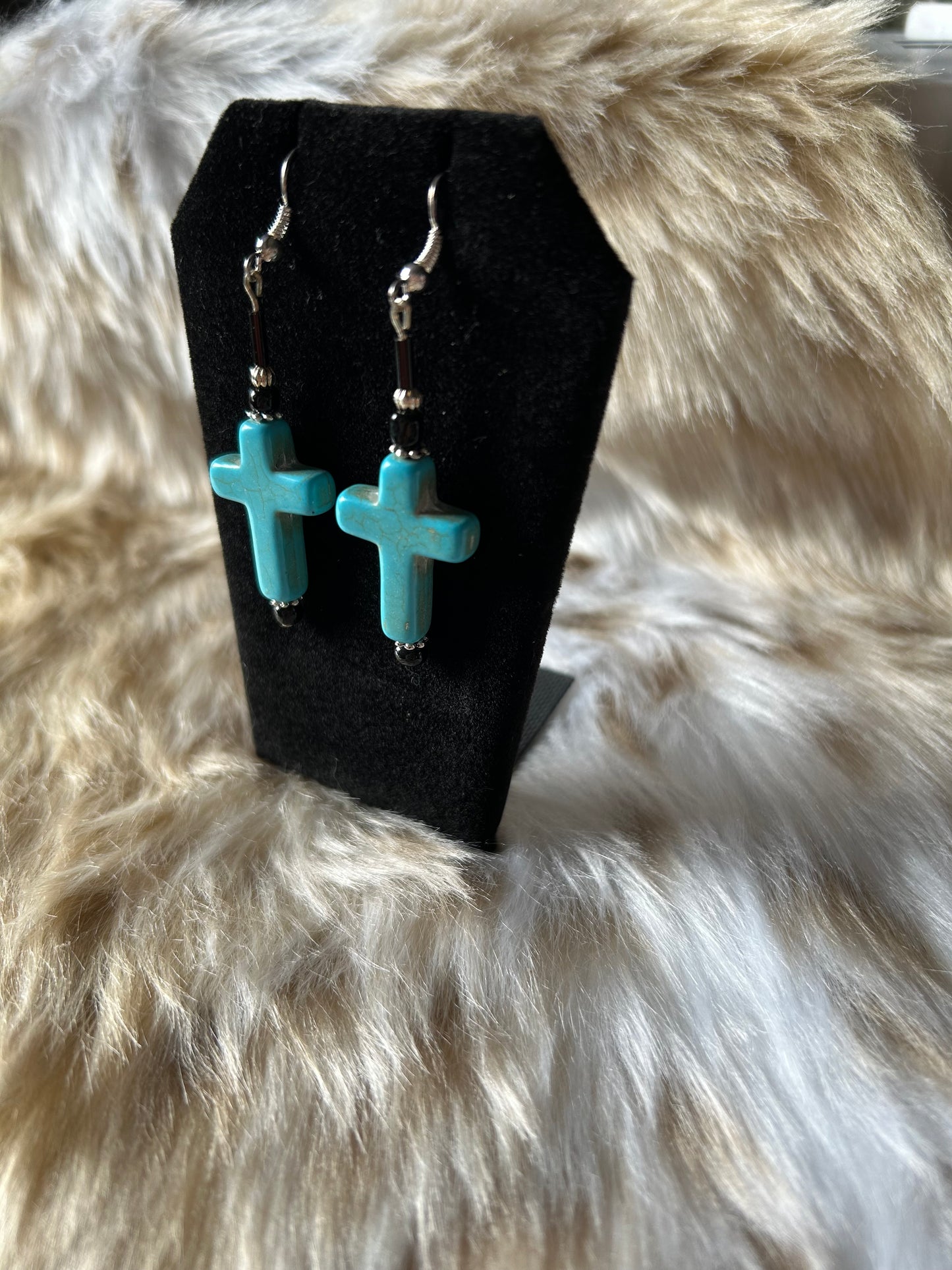 Heavenly Grace Turquoise Cross Earrings