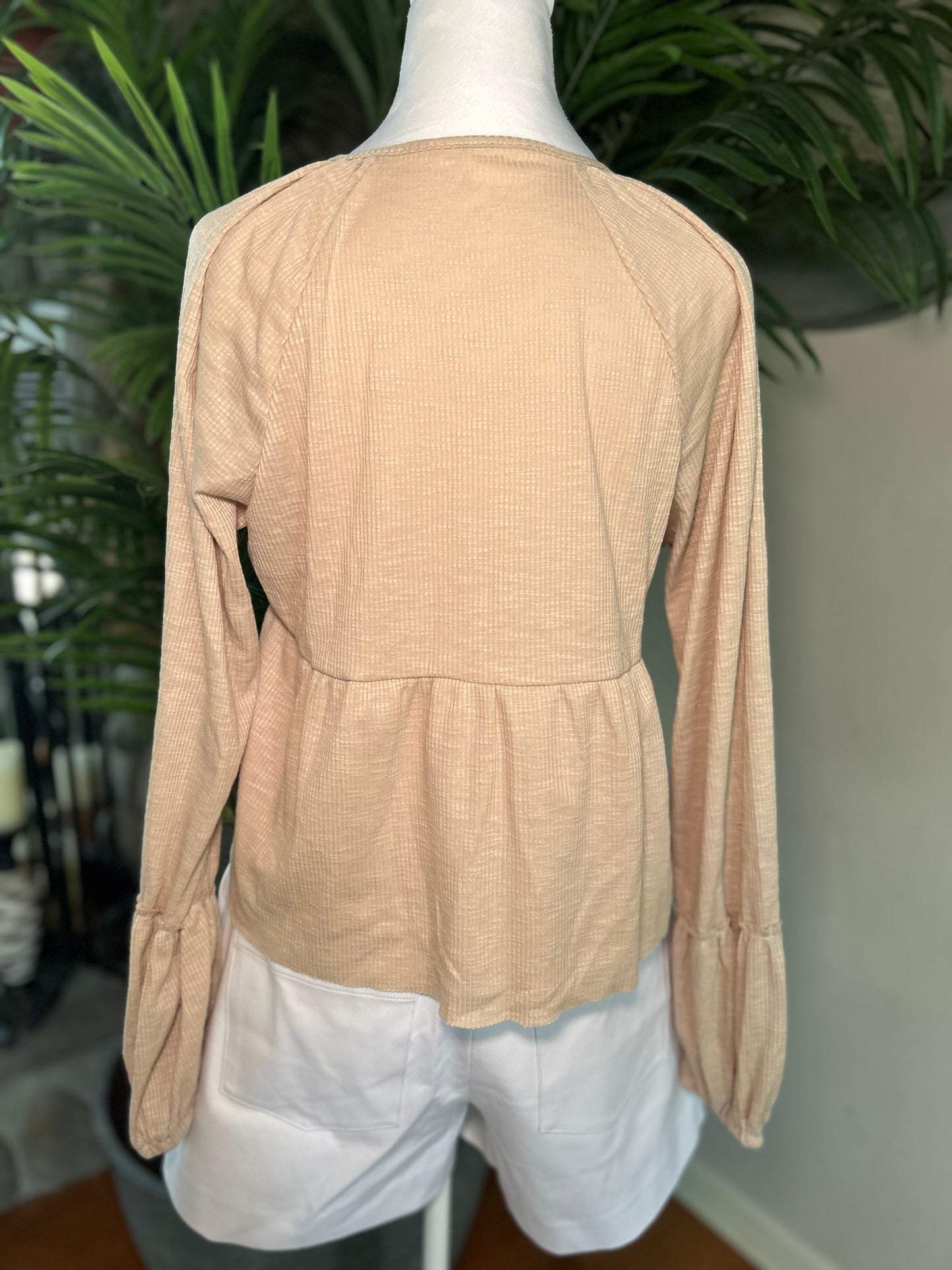 Soft Sand Textured Button Top