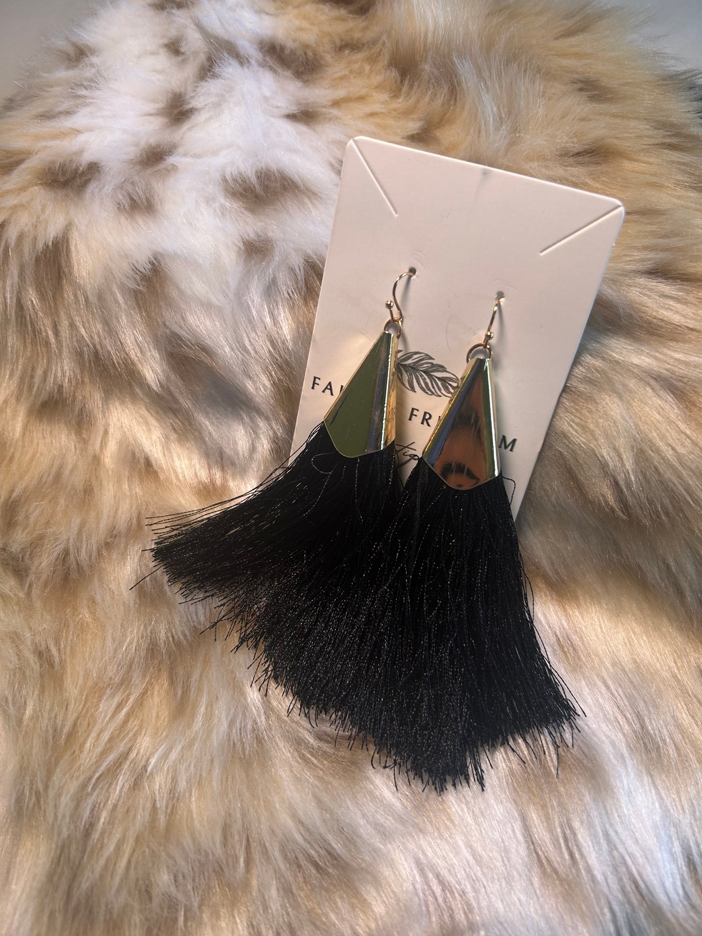Black Tie Fringe Earrings