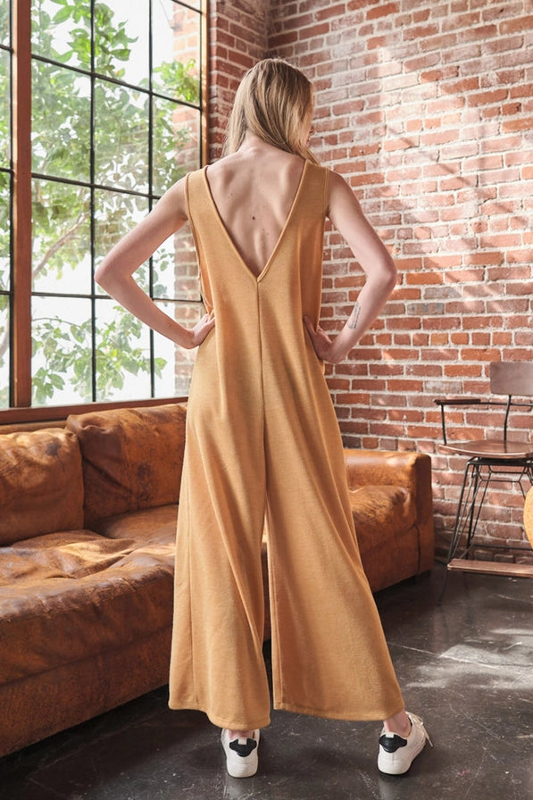 Jumpsuit with Front Pockets- Mustard