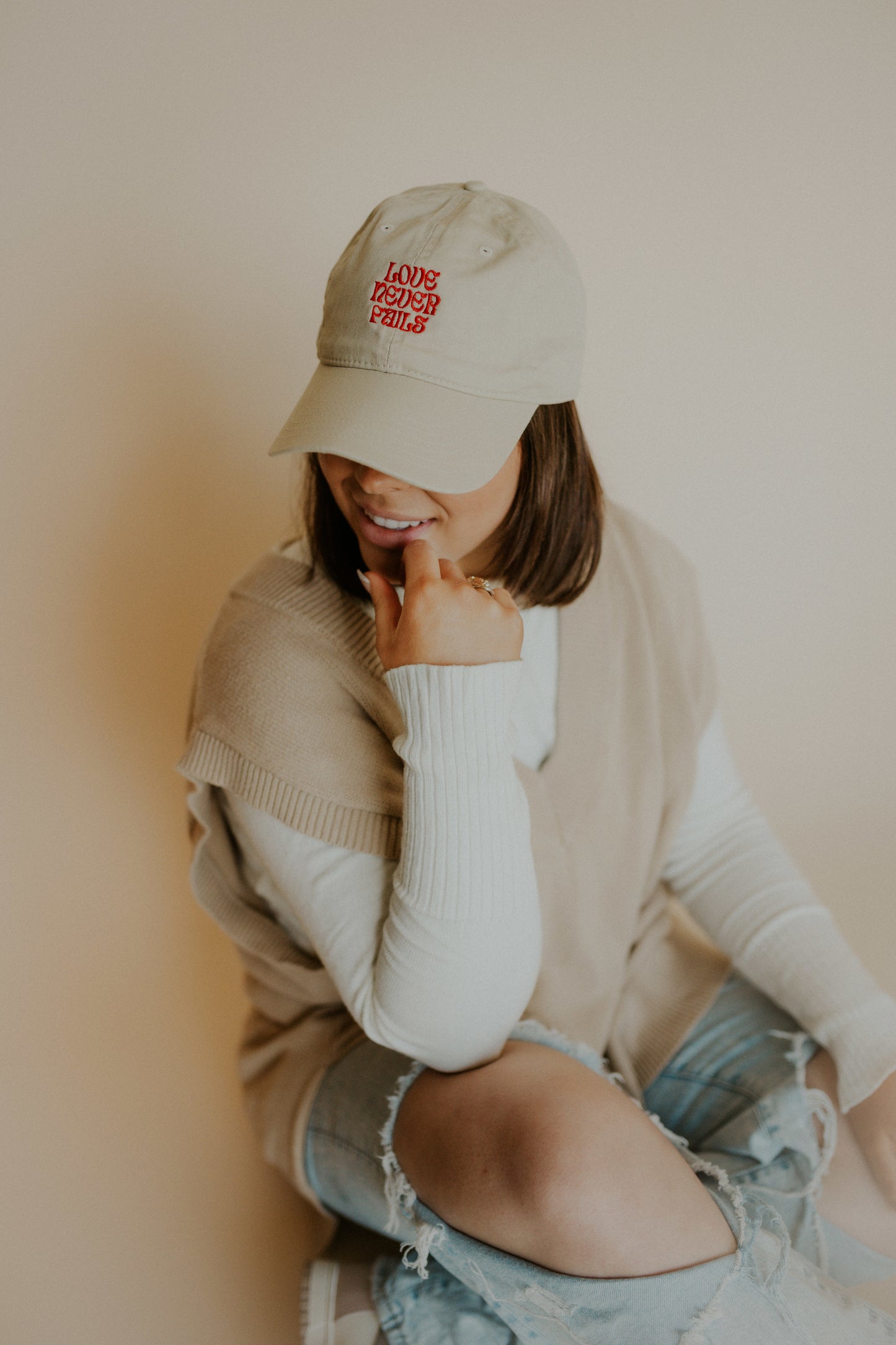 Love Never Fails Neutral Ball Cap